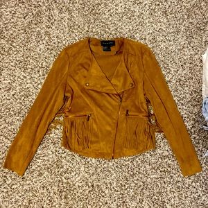 Live a Little faux suede fringe leather jacket size small